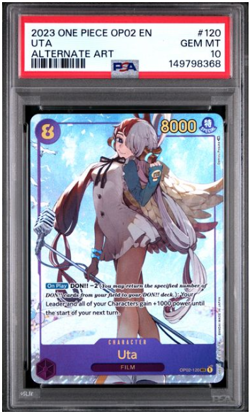 2023 ONE PIECE OP02-PARAMOUNT WAR ALTERNATE ART #120 UTA PSA 10 - Image 1