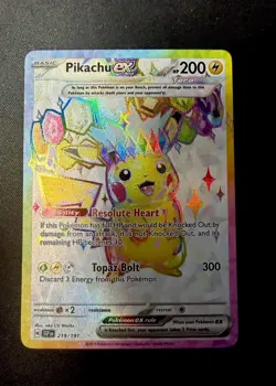 Pokemon TCG Sv08: Surging Sparks Pikachu EX Holo Card 219/191 - Image 2