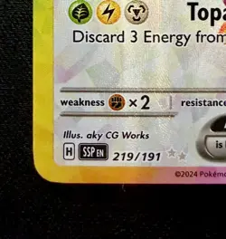 Pokemon TCG Sv08: Surging Sparks Pikachu EX Holo Card 219/191 - Image 3