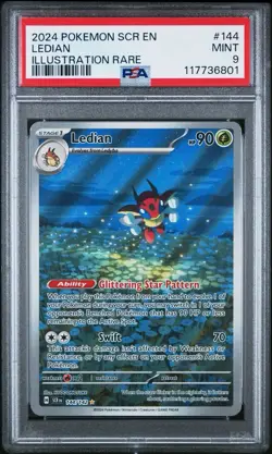 2024 Pokemon Stellar Crown Ledian #144 Illustration Rare PSA 9 Mint - Image 1