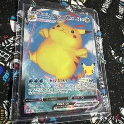 Pokemon Surfing Pikachu VMAX 009/025 Celebrations Ultra Rare Full Art Holo Card - Image 1