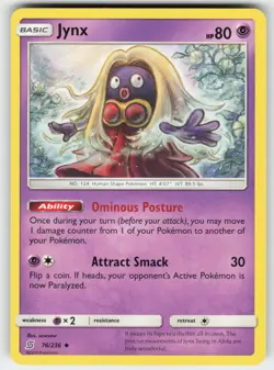 Jynx 76/236 Uncommon Unified Minds Pokemon Near Mint - Image 1