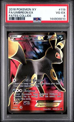 PSA 4 2016 Pokemon XY Fates Collide Full Art Umbreon EX 119/124 Holo Foil Rare - Image 1