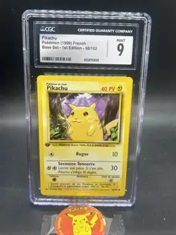 CGC 9 MINT French Pikachu Base Set 1st Edition 1999 Pokemon WOTC 58/102 👀 - Image 1