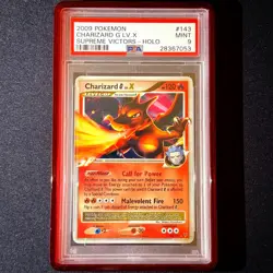 Charizard G LV.X 143/147 Supreme Victors holo 2009 Pokemon Card PSA 9 with Guard - Image 1
