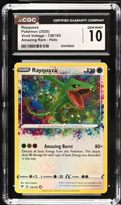 Rayquaza Amazing Rare 138/185 Vivid Voltage CGC 10 Gem Mint Pokemon TCG - Image 1