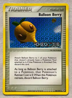 Pokemon Balloon Berry #84/107 Reverse Holo Trainer - 2005 EX Deoxys - LP to NM - Image 1