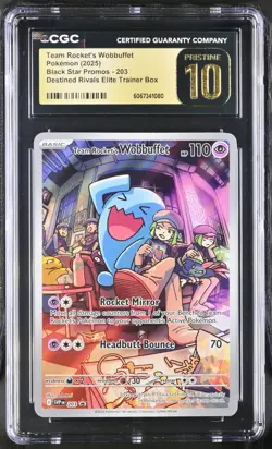 2025 POKEMON SVP BLACK STAR PROMO #203 TEAM ROCKET'S WOBBUFFET CGC 10 PRISTINE - Image 1