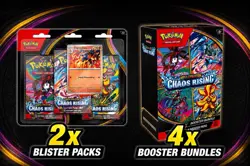 Pokemon TCG Mega Evolution Chaos Rising 4x Booster Bundles 2x Blisters PRESALE - Image 1