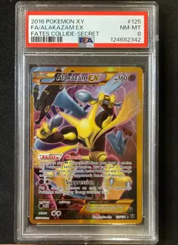 Pokemon Fates Collide Alakazam EX 125/124 Gold Rare Holo Secret Foil PSA 8 - Image 1