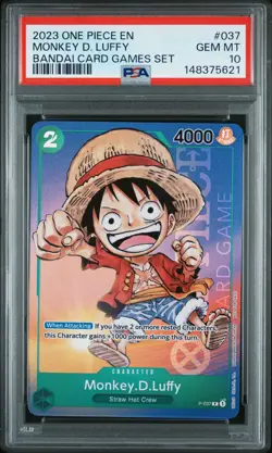 2023 ONE PIECE PROMOS BANDAI CARD GAMES SET #037 MONKEY D. LUFFY PSA 10 - Image 1
