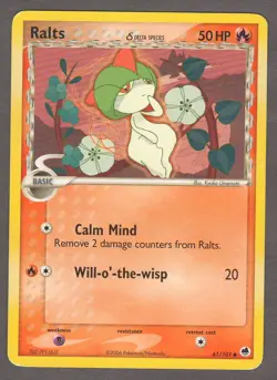 Ralts Delta Species 61/101 EX Dragon Frontiers Fire Type Pokemon Card LP - Image 1