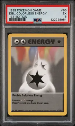 1999 POKEMON GAME 1ST ED #96 DOUBLE COLORLESS ENERGY PSA 5 - Image 1