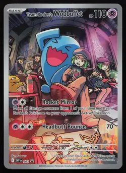 Team Rocket's Wobbuffet 203 Holo Scarlet & Violet ETB Promo Pokemon English NM - Image 1