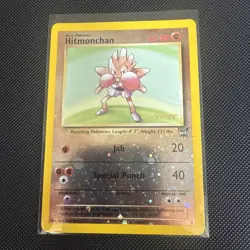 2003 WOTC POKEMON BEST OF GAME HITMONCHAN #2 REV HOLO WINNER STAMPED PROMO - Image 1