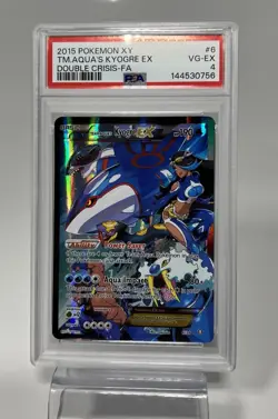 2015 POKEMON XY DOUBLE CRISIS #6 FULL ART/TEAM AQUA'S KYOGRE EX PSA 4 - Image 1