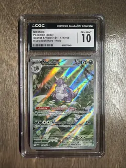 CGC 10 GEM MINT Nidoking 174/165 Scarlet Violet 151 Illustration ENGLISH Pokemon - Image 1