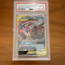 Pokemon Greninja & Zoroark GX Holo Sm-Unbroken Bonds 107/214 PSA 10 2019 - Image 1