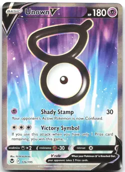 Unown V 176/195 Ultra Rare Silver Tempest Pokemon Near Mint - Image 1
