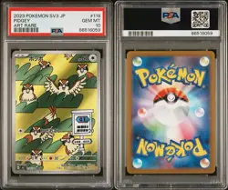 2023 POKEMON Japanese SV3-RULER OF THE BLACK FLAME ART RARE #118 PIDGEY PSA 10 - Image 3