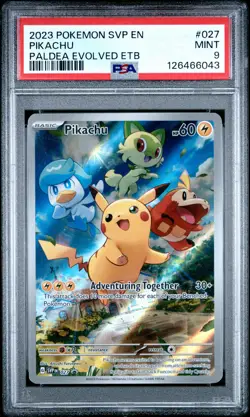 2023 POKEMON SVP EN-SV BLACK STAR PROMO #027 PIKACHU PSA 9 - Image 1