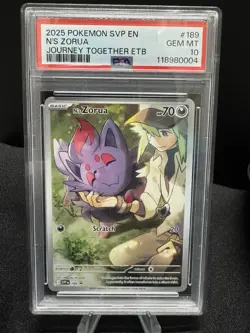 2025 POKEMON SVP EN-SV BLACK STAR PROMO #189 N'S ZORUA PSA 10 - Image 1