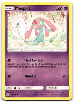 Mesprit 84/236 Uncommon Unified Minds Pokemon Near Mint - Image 1