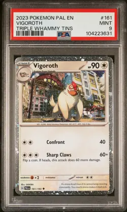 2023 POKEMON PAL EN-PALDEA EVOLVED TRIPLE WHAMMY TINS #161 VIGOROTH PSA 9 - Image 1