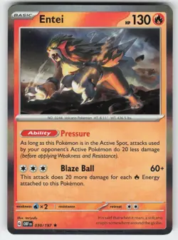 Entei 030/197 Rare Obsidian Flames Pokemon Near Mint - Image 1