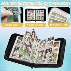 Trading Card Binder 4 Pocket Card Album Holds Upto 400 Trading Cards with Zipper - Image 5
