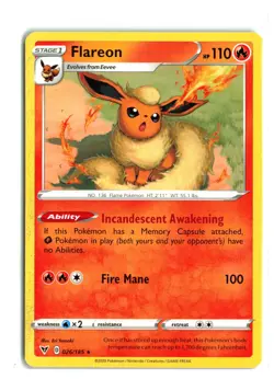 FLAREON 026/185 VIVID VOLTAGE POKEMON TCG LP - Image 1