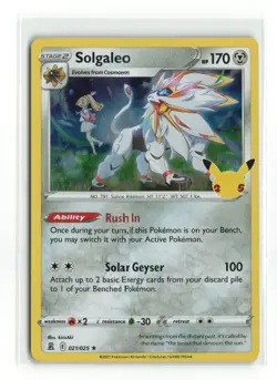 SOLGALEO 021/025 CELEBRATIONS HOLO RARE POKEMON TCG NM-LP - Image 1
