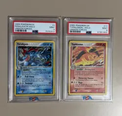 Pokemon 2005 PSA9 Feraligatr & Typhlosion Holo Ex Unseen Forces - ENG - Image 1
