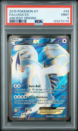 2015 POKEMON XY ANCIENT ORIGINS #94 FULL ART/LUGIA EX PSA 9 - Image 1