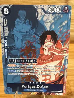ONE PIECE TCG PORTGAS D. ACE WINNER PACK 2024 RARE STAMPED FOIL CARD OP07-053 - Image 1