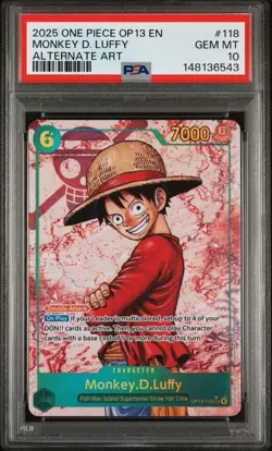 2025 ONE PIECE OP13-CARRYING ON HIS WILL | ALT ART -MONKEY D. LUFFY 118 PSA 10 - Image 1