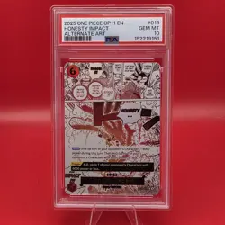 ONE PIECE OP11-A FIST OF DIVINE SPEED ALTERNATE ART HONESTY IMPACT PSA 10 - Image 1