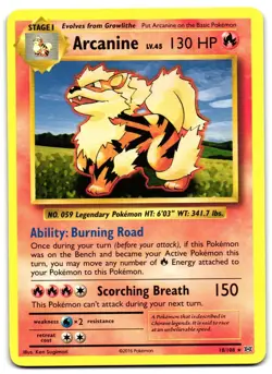 Arcanine 18/108 - Evolutions Rare Pokemon TCG - LP Card - Image 1