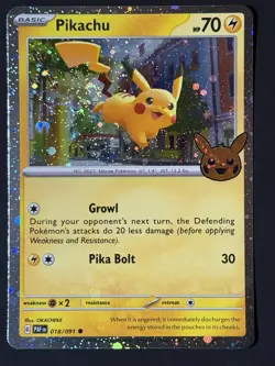 FART SWIRL 🌀💫 Pikachu 018/091 Cosmos Holo 2024 Trick or Trade Pokemon Card - Image 2