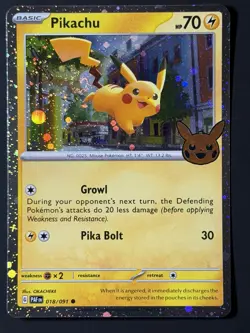 FART SWIRL 🌀💫 Pikachu 018/091 Cosmos Holo 2024 Trick or Trade Pokemon Card - Image 4