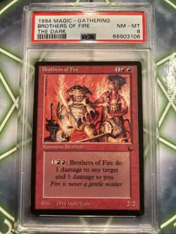 MTG: BROTHERS OF FIRE 🔥PSA 8 NM-MT🔥 THE DARK-1994 COMMON - Image 1