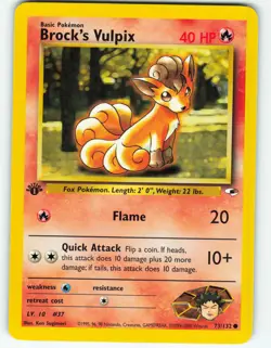 Brock's Vulpix - 1st Edition - 73/132 Gym Heroes - Pokemon TCG - 2000 - Image 1