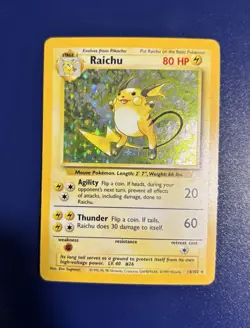 Pokemon Raichu No.014/102 Holo Rare Base Set 1999 Vintage - Image 3