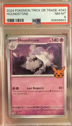 2024 POKEMON TRICK OR TRADE #043 Houndstone PSA 8 - Image 1