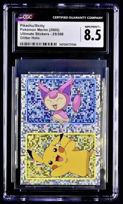 Pokemon 2005 Merlin Series 7 Ultimate Glitter Holo Pikachu Skitty CGC 8.5 POP 1 - Image 1
