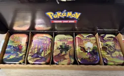Pokemon TCG Scarlet Violet Shrouded Fable Mini Tin Set 5 Designs - New & Sealed - Image 1