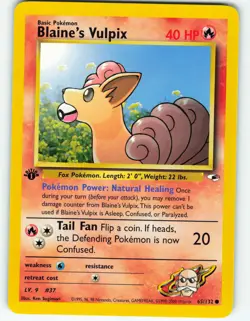 Blaine's Vulpix - 1st Edition - 65/132 Gym Heroes - Pokemon TCG - 2000 - Image 1