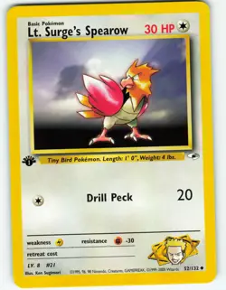 Lt. Surge's Spearow - 1st Edition - 52/132 Gym Heroes- WOTC - Pokemon TCG - 2000 - Image 1