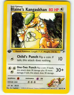 Blaine's Kangaskhan - 1st Edition - 36/132 Gym Heroes- WOTC - Pokemon TCG - 2000 - Image 1