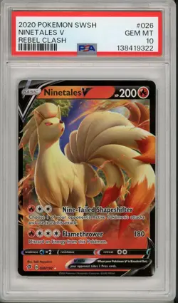 2020 Pokemon SWSH Rebel Clash Ninetales V #026 PSA 10 - Image 1